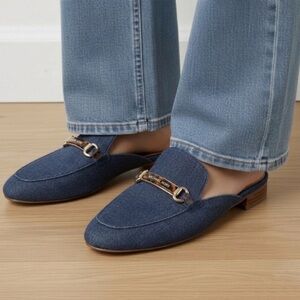 Michael Kors Denim Mule Loafers Size 9 Blue Tortoise Shell